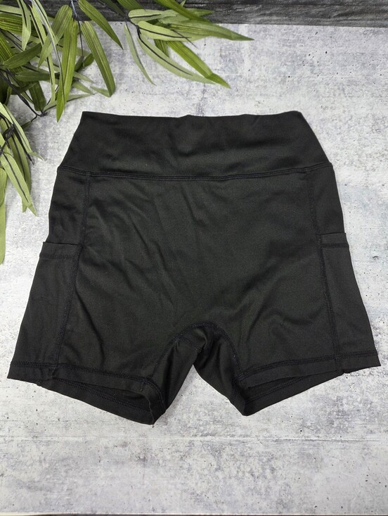 Pants - Black Compression Bike Shorts Side Slip Pockets